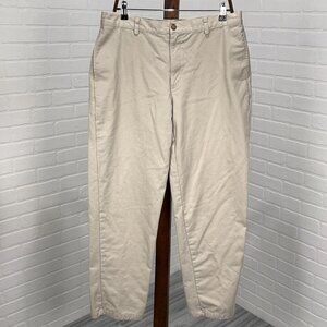 LL Bean Pants Men 35Wx34L Beige Chino Cotton Flannel Plaid Lined Natural‎ Fit